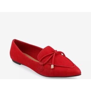 Journee Collection Women's Muriel Tie Pointed Toe Flats Shoes Red Size 12